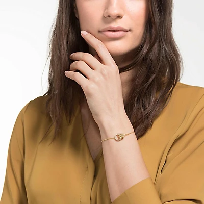 Hyperbola bracelet, Interlocking loop, White, Gold-tone plated