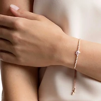 One bracelet, Heart, Pink, 18K rose gold finish
