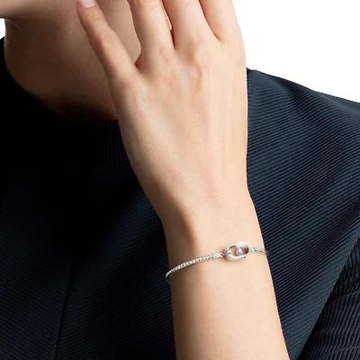 Una bracelet, Round cut, Oval shape, Blue, Rhodium plated