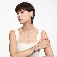 Hyperbola stud earrings, Bow, Small, White, 18K rose gold finish