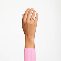 Matrix ring, Baguette cut, Pink, Rose gold-tone plated by SWAROVSKI