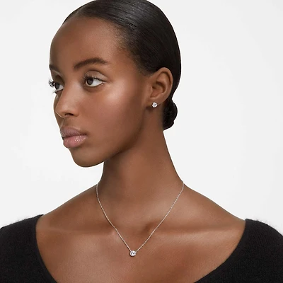 Stilla set, Round cut, White, Rhodium plated