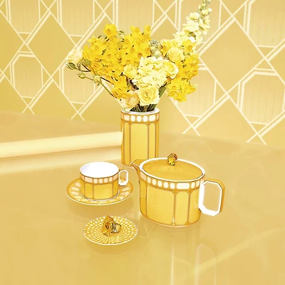 Signum teacup with saucer, Porcelain, Yellow