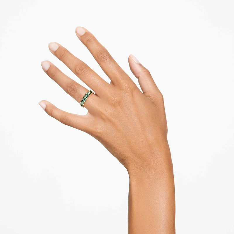 Matrix ring, Baguette cut, Green, 18K gold finish