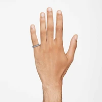 Matrix ring, Baguette cut, Gray, Ruthenium plated by SWAROVSKI