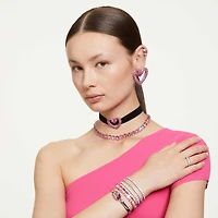 Matrix Tennis bracelet, Round cut, Pink, Rhodium plated by SWAROVSKI