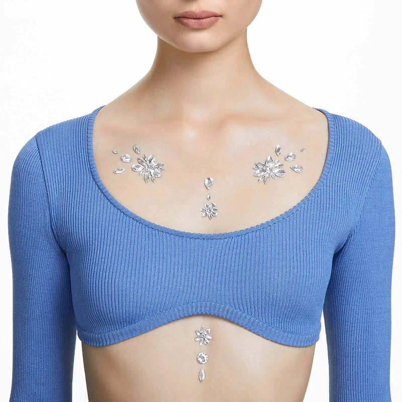 Body jewel, Set (5), Mixed cuts, Flower, White by SWAROVSKI