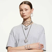 Volta bracelet, Heart, White, Rhodium plated by SWAROVSKI