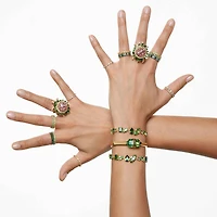Gema bracelet, Mixed cuts, Green, Gold-tone plated by SWAROVSKI