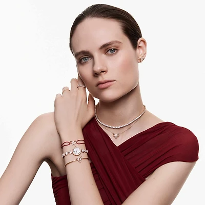 Matrix Vittore ring, Round cut, White, 18K rose gold finish