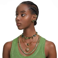Gema necklace, Mixed cuts, Green, 18K gold finish