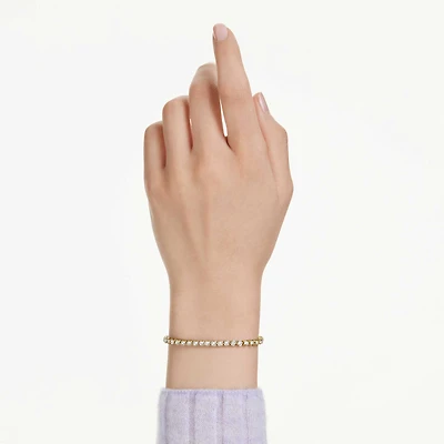 Matrix Tennis bracelet, Round cut, White, 18K gold finish