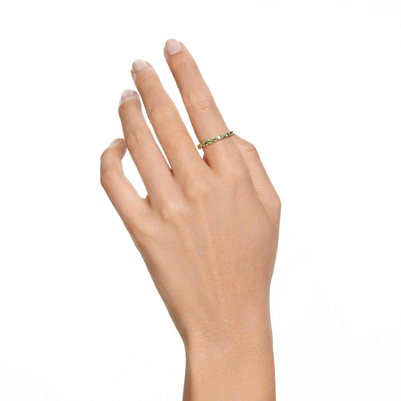 Matrix ring, Round cut, Green, Gold-tone plated by SWAROVSKI