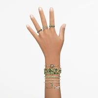 Matrix Tennis bracelet, Round cut, Green, Gold-tone plated