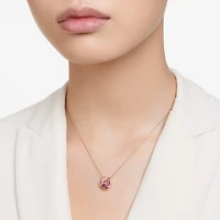 Bella V pendant, Round cut, Pink, 18K rose gold finish