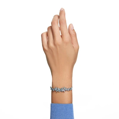 Idyllia Lilia bracelet, Butterfly, Blue, Rhodium plated