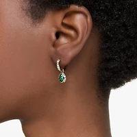 Chroma drop earrings, Pear cut, Green, 18K gold finish