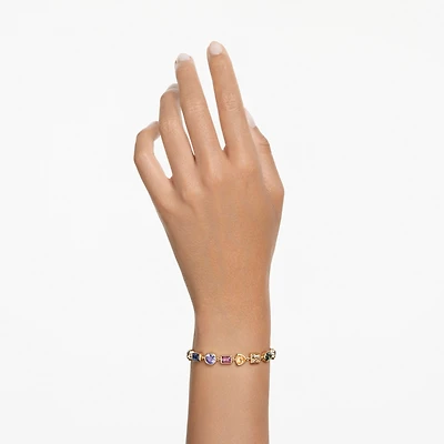 Imber bracelet, Mixed cuts, Multicolored, 18K gold finish