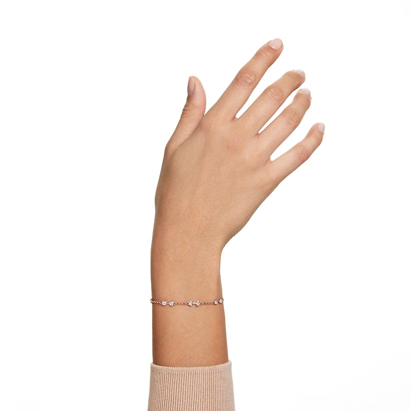Swarovski Remix Collection strand, Round cut, White, 18K rose gold finish