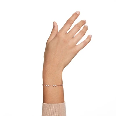 Swarovski Remix Collection strand, Round cut, White, Rose gold-tone plated