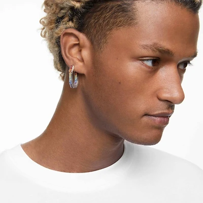 Dextera hoop earrings, Octagon shape, Multicoloured, Ruthenium plated