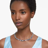 Gema necklace, Mixed cuts, Blue, Rhodium plated by SWAROVSKI