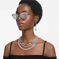 Matrix Tennis necklace, Mixed cuts, Green, Rhodium plated by SWAROVSKI