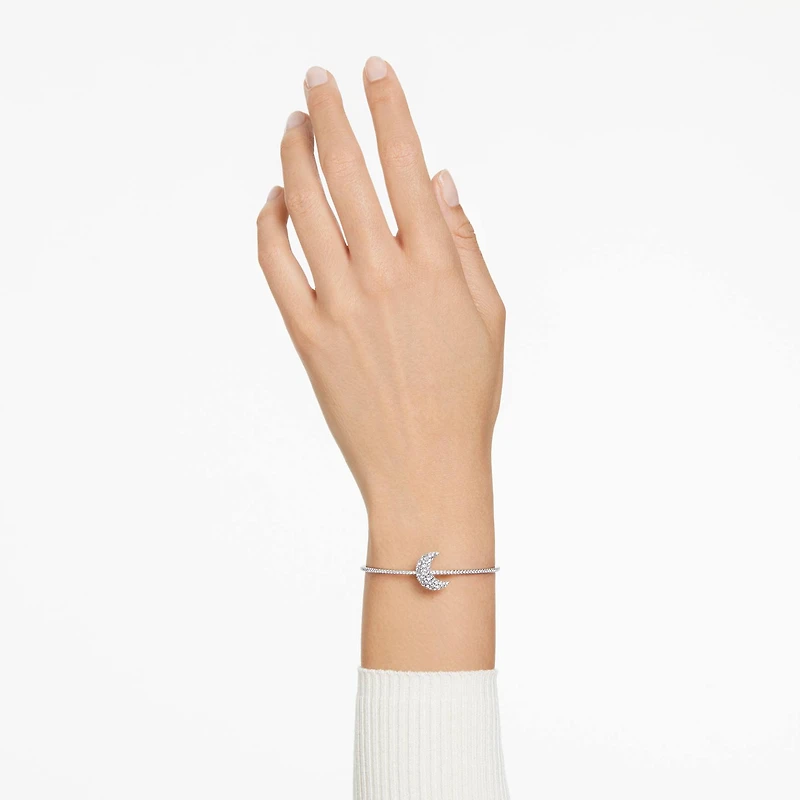 Sublima bangle, Moon, White, Rhodium plated