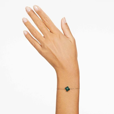 Idyllia bracelet, Mixed cuts, Clover, Green, Gold-tone plated