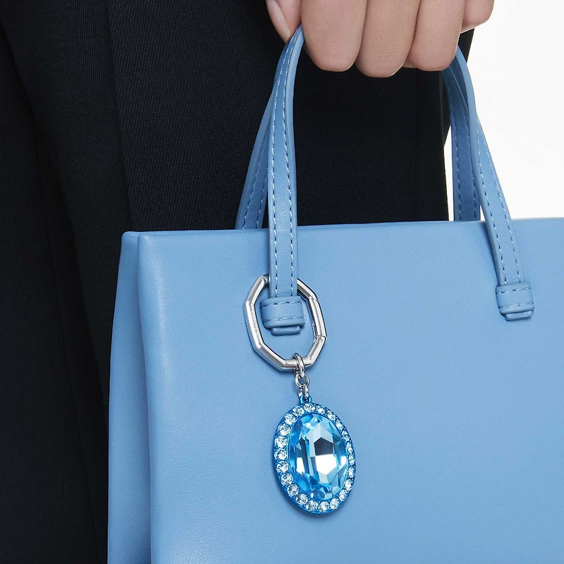 Key ring, Oval cut, Blue, Mixed metal finish by SWAROVSKI
