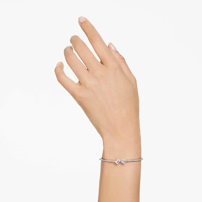 Mesmera bangle, Mixed cuts, White, Rhodium plated