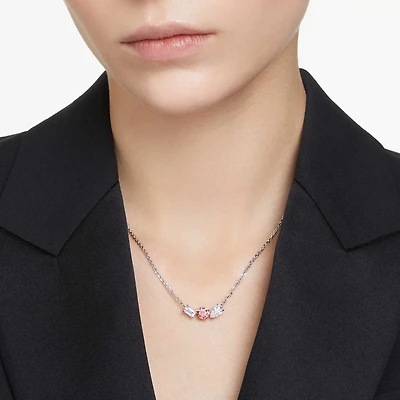 Mesmera pendant, Mixed cuts, Pink, Rhodium plated