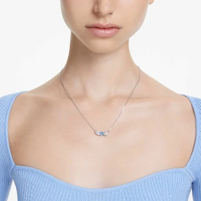 Mesmera pendant, Mixed cuts, Blue, Rhodium plated