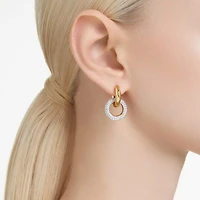 Dextera hoop earrings, Asymmetrical design, Interlocking loop, White