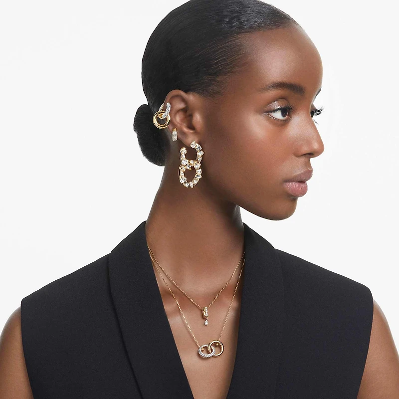 Dextera pendant, Interlocking loop, White, 18K gold finish