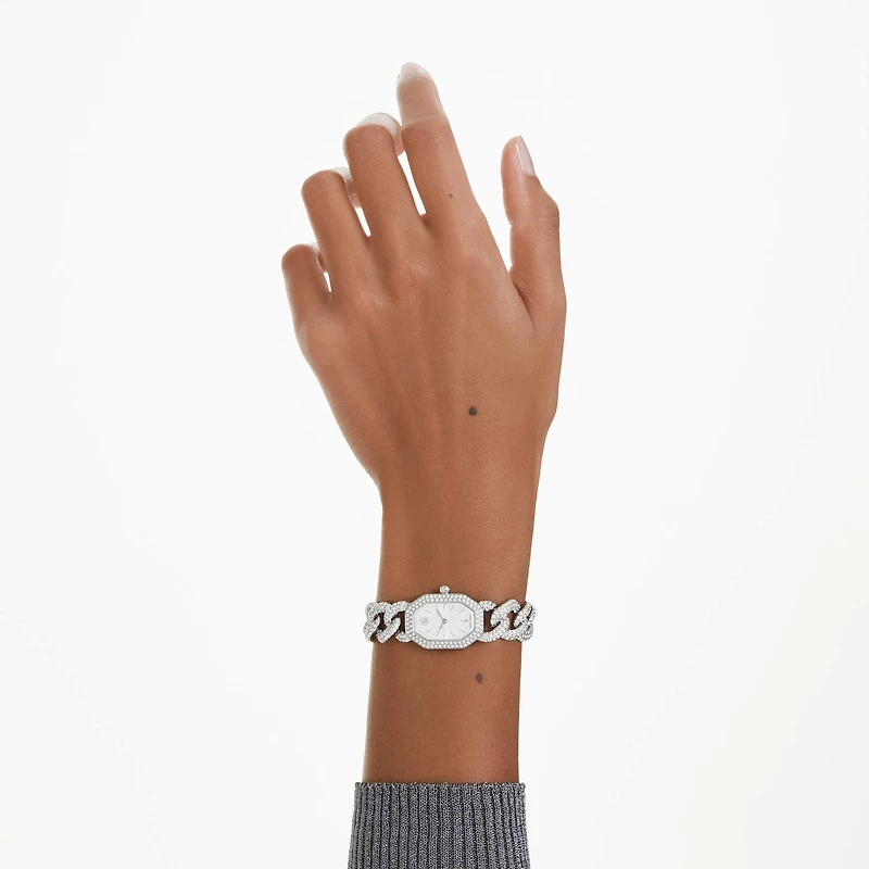 Dextera chain watch, Swiss Made, Crystal bracelet, Silver tone, Stainless Steel by SWAROVSKI