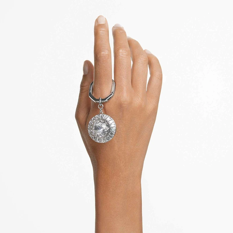 Key ring, Round cut, White, Rhodium plated by SWAROVSKI