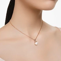 Originally pendant, Crystal pearl, White, 18K rose gold finish