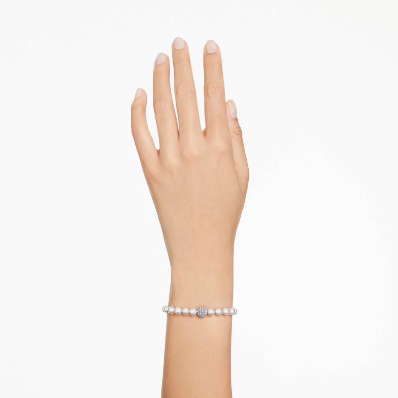 Swarovski Remix Collection strand, Crystal pearl, White, Rhodium plated by SWAROVSKI