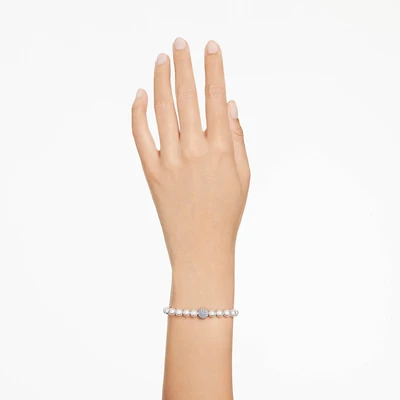 Swarovski Remix Collection strand, Crystal pearl, White, Rhodium plated