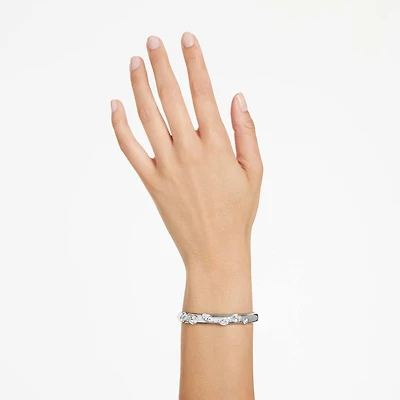 Dextera bangle, Mixed cuts, White, Rhodium plated