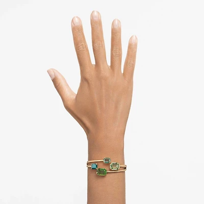 Millenia bangle, Octagon cut, Green, Gold-tone plated
