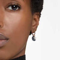 Sublima drop earrings, Crystal pearl, Asymmetrical design, Moon, Multicoloured, 18K rose gold finish