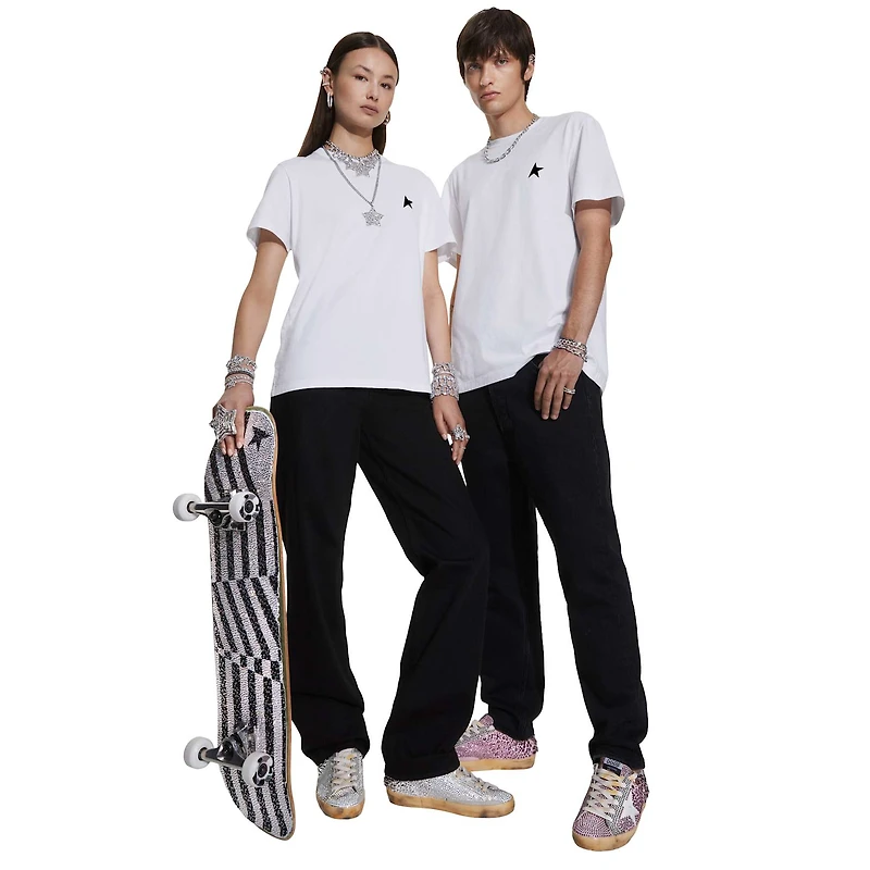 Golden Goose skateboard, Black and white by SWAROVSKI