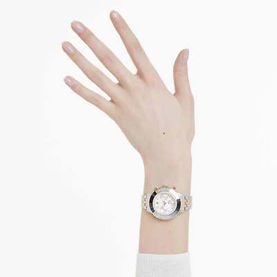 Octea chrono watch, Swiss Made, Metal bracelet, Rose gold tone, Mixed metal finish