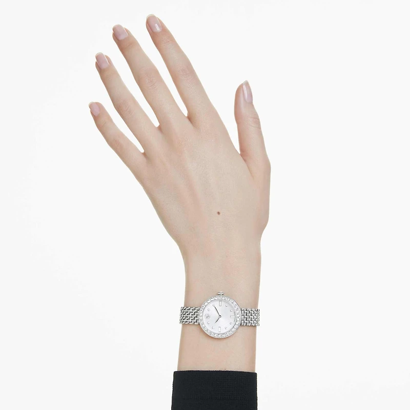 Matrix tennis 7-link watch, Swiss Made, Metal bracelet, Silver Tone, Stainless steel by SWAROVSKI