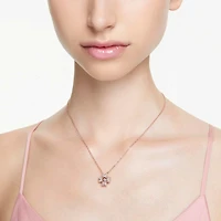 Idyllia pendant, Clover, White, 18K rose gold finish