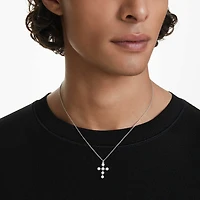 Insigne pendant, Round cut, Cross, White, Rhodium plated by SWAROVSKI