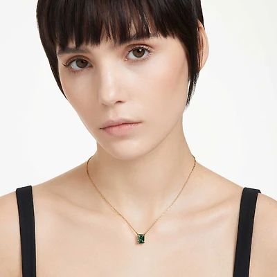 Stilla pendant, Rectangular cut, Green, Gold-tone plated