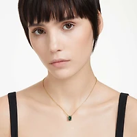 Stilla pendant, Rectangular cut, Green, Gold-tone plated by SWAROVSKI